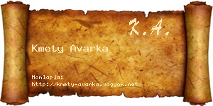 Kmety Avarka névjegykártya